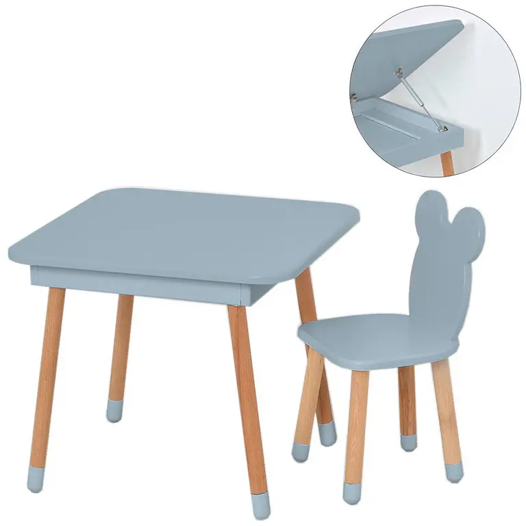 Столик со стулом "Мишка" 08-025G-BOX с ящиком, серый - фото 2