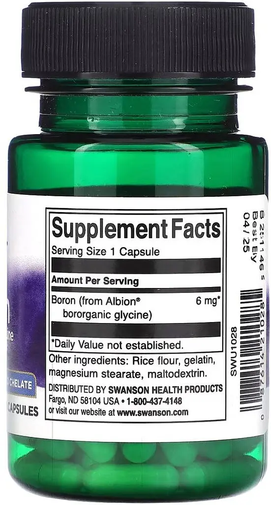 Бор Swanson Albion Boron Bororganic Glycine, 60 вегакапсул - фото 2