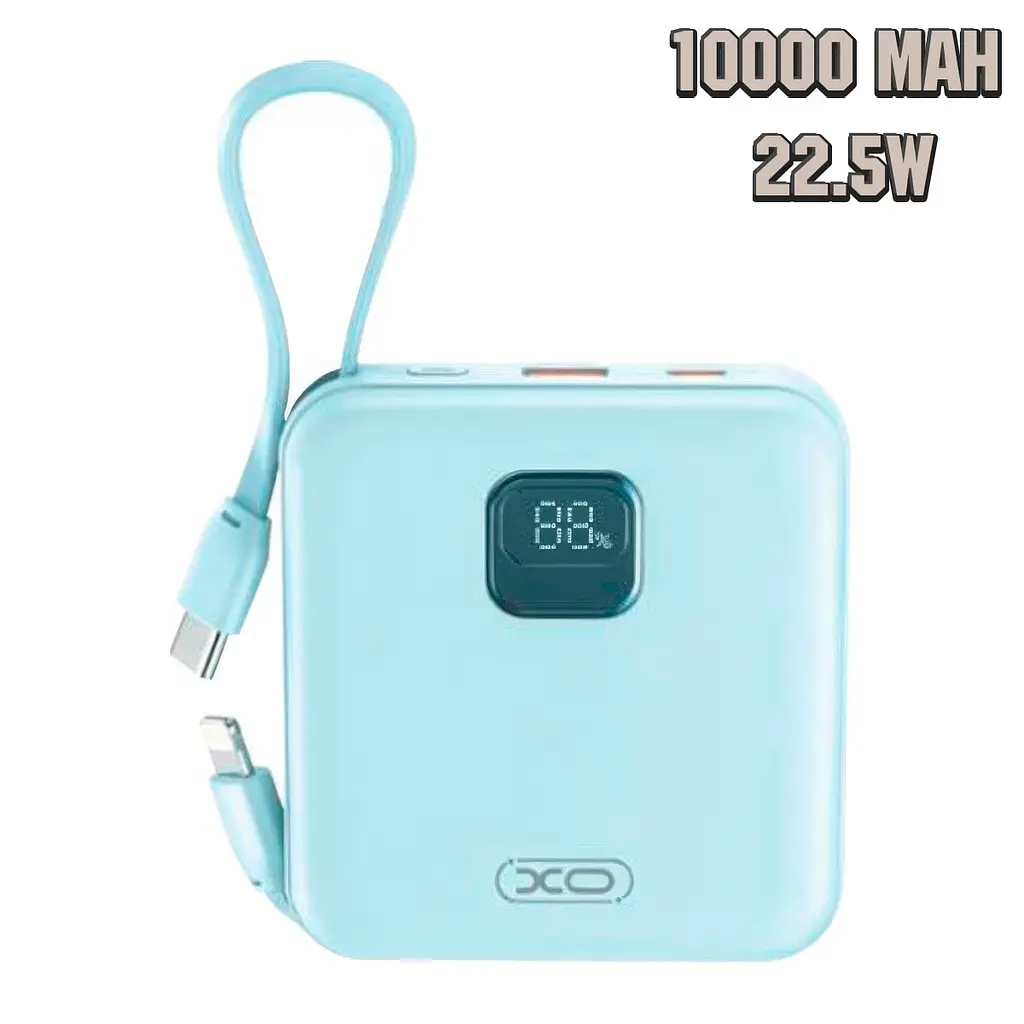 Power bank 10000 mah голубой зарядка переносная павербанк для телефона XO PR235 22.5W - фото 2