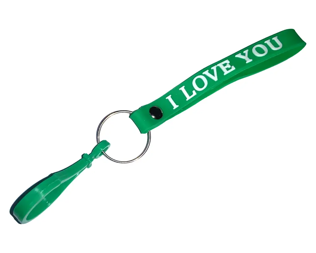 Брелок/браслет I LOVE YOU із пластиковим карабіном 16 см зелений