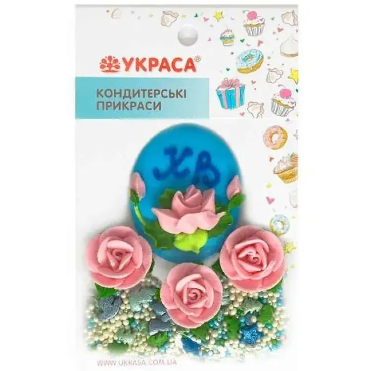 Пасхальне яйце УКРАСА з трояндами та посипкою
