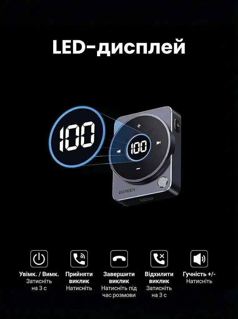 Адаптер бездротовий - Ugreen CM724 Bluetooth 5.3 - AUX 3.5 Receiver Audio Adapter (35003) UGR-35003 - фото 4