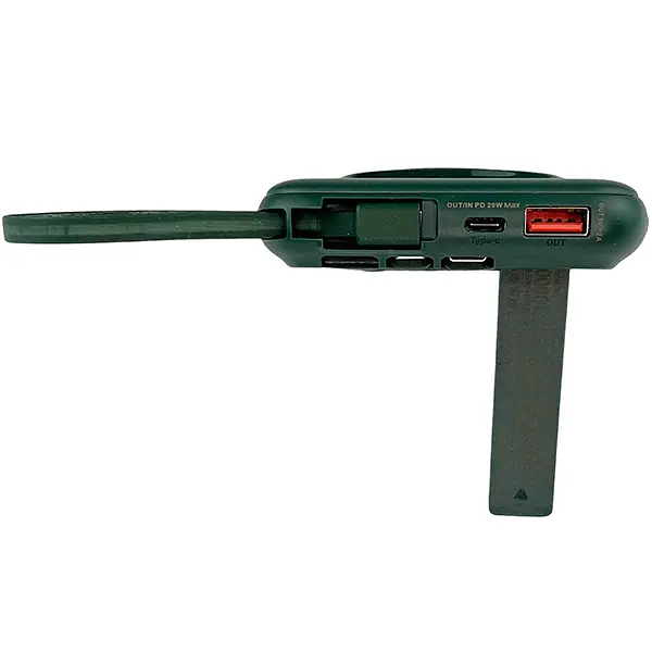 Павербанк Yoobao W1 / 10000 мАг / до 22.5 Вт / USB-C, USB-A, Micro-USB, MagSafe, Lightning / PD+QC / З кабелем / Зелений - фото 3