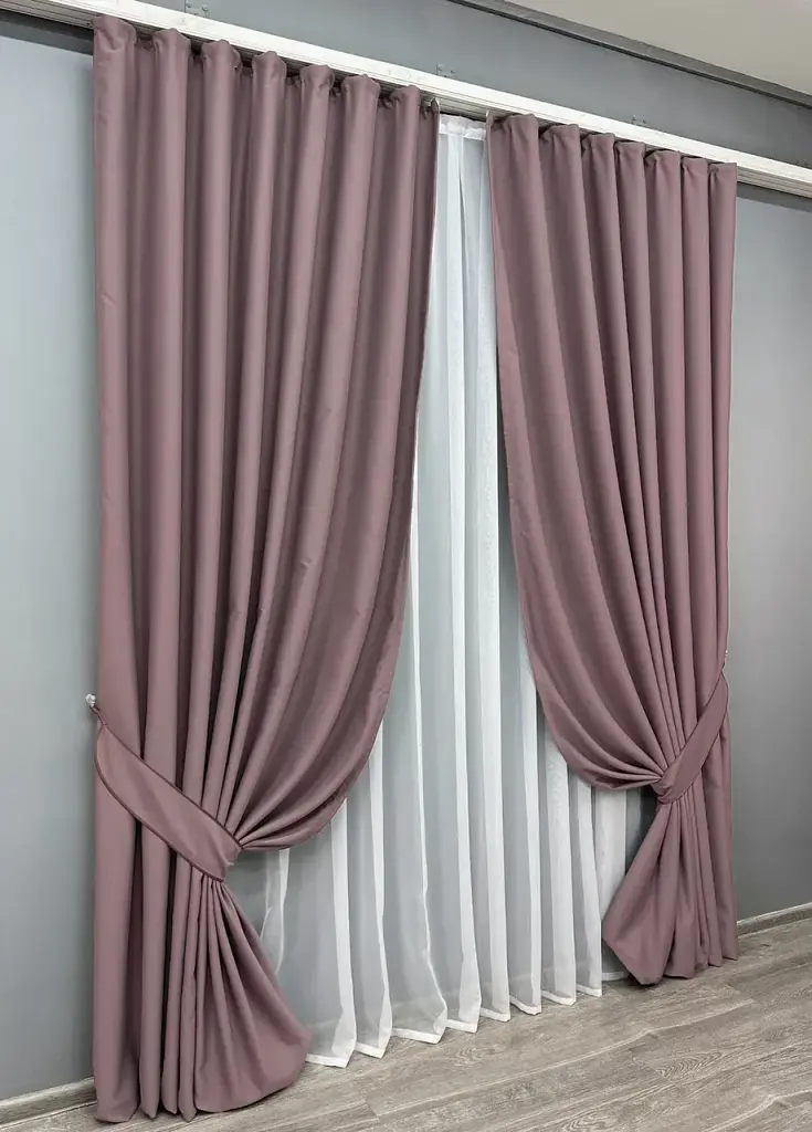 Комплект штор VR-Textil Midnight блекаут 2 шт 150x290 см пудровий (1679ш) - фото 3