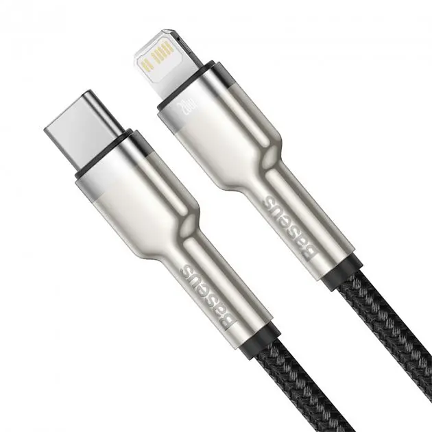 Кабель Baseus Cafule Series Metal Data Cable Type-C to Lightning PD 20W 2m Black - фото 2