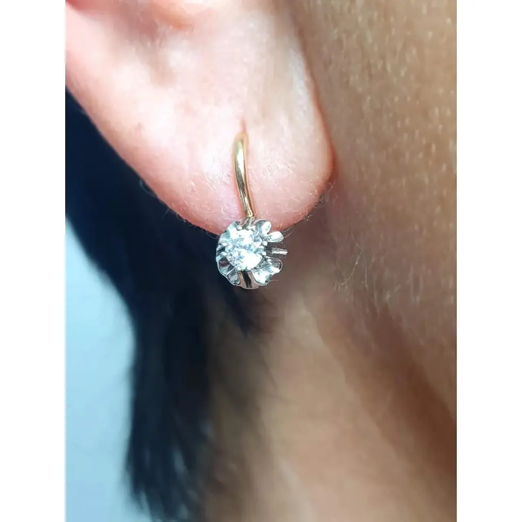 Золоті сережки Столична Ювелірна Фабрика з фіанітами. 113900 - фото 2