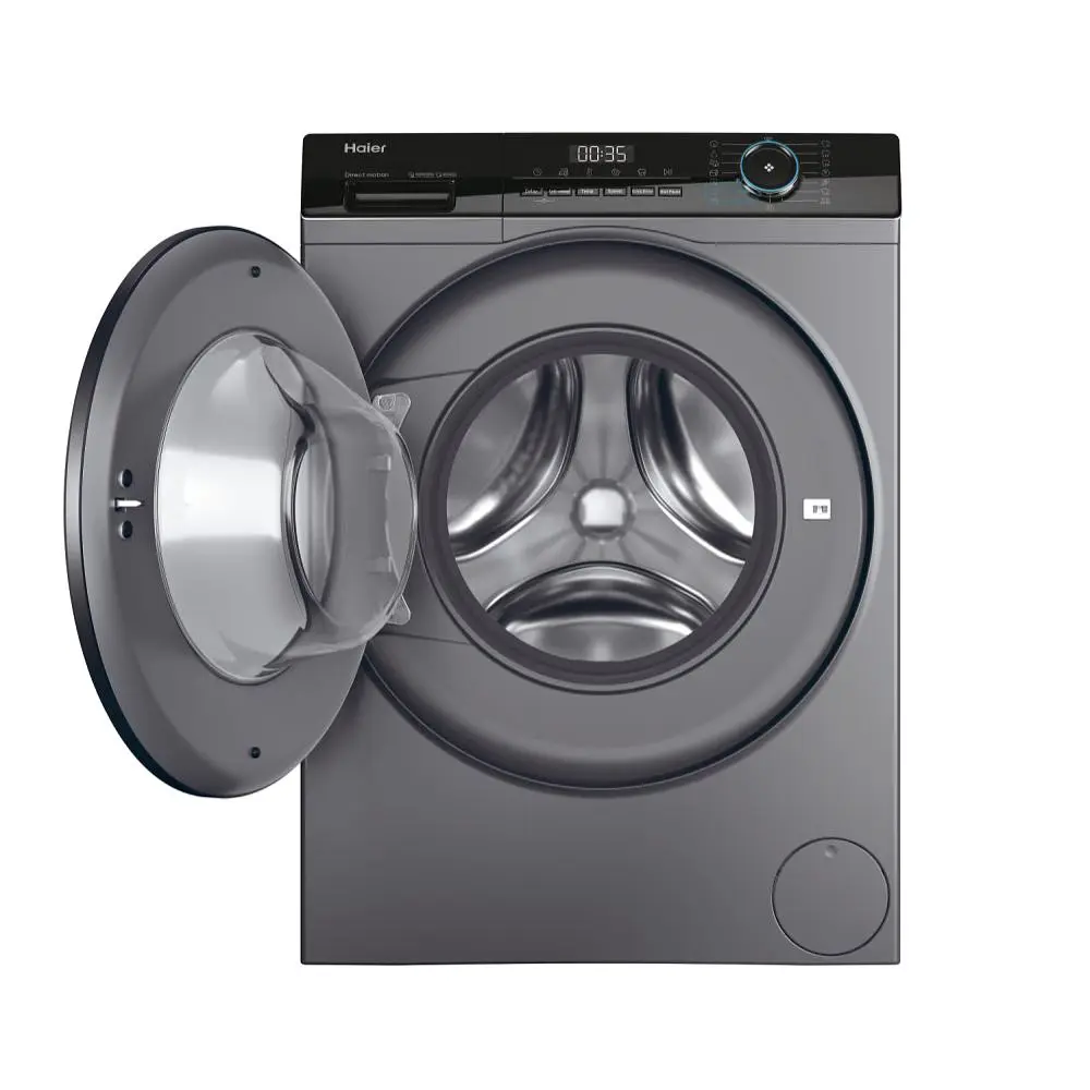 Пральна машина Haier фронтальна 9 кг 1400 A+++ 60 см дисплей пара інвертор люк чорний прямий привід cріблястий - фото 2