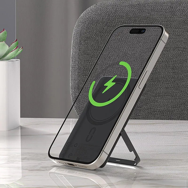 Універсальна мобільна батарея Acefast Magnetic Wireless 5000mAh 18W PD,QC3.0 USB-C In/Out,with holder, ультра тонкий M16 Чорний - фото 7
