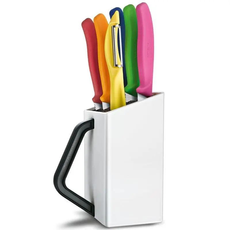 Набір кухонний Victorinox SwissClassic Utility Block 6шт з кольор. ручками з підставкою (5 ножій, овочечистка) - фото 4
