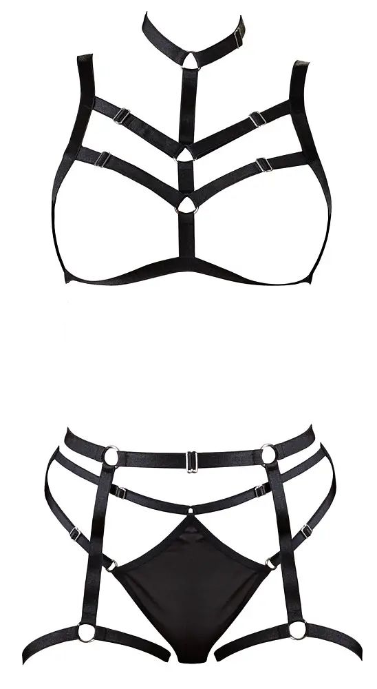 BDSM набір Cottelli Lingerie Bondage Set S-L (чорний) - фото 7