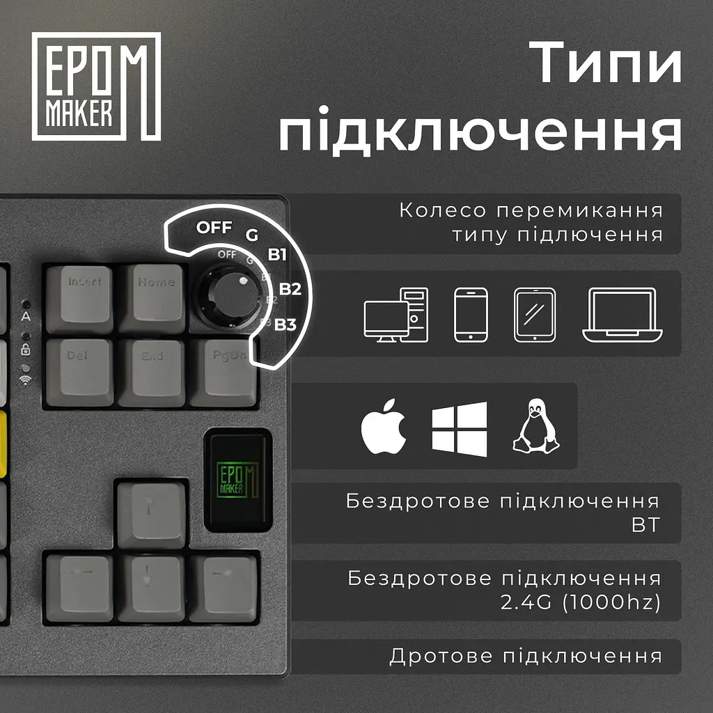 Клавиатура Epomaker Shadow-X Flamingo Black механическая беспроводная (SHX-BF) - фото 8