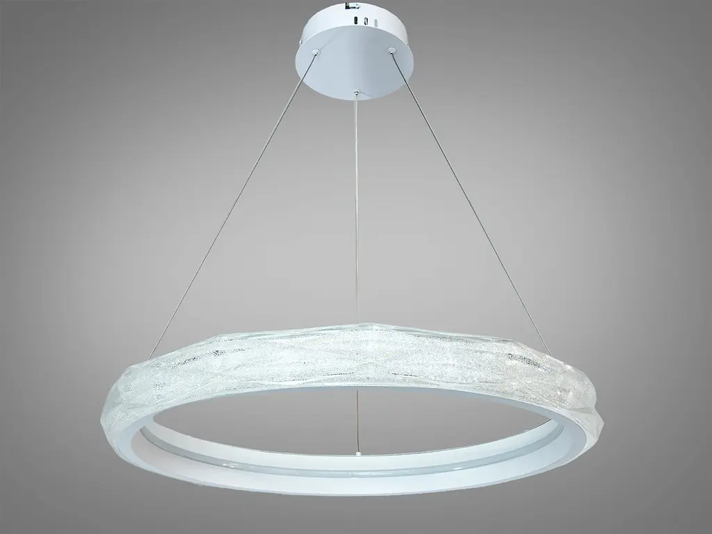 Біла підвісна LED-люстра Diasha 583-600WH, 95 Вт, з пультом, 60 см - фото 4