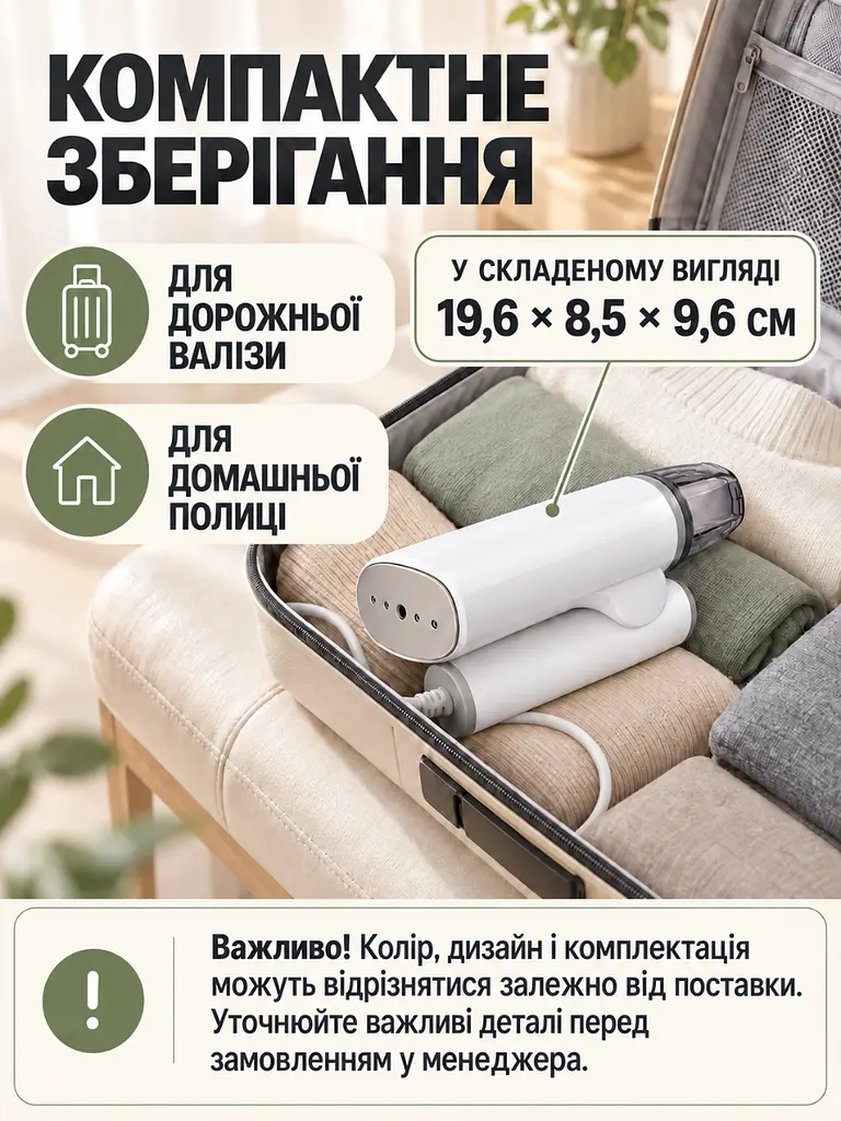 Ручний складаний відпарювач для вертикального прасування одягу Білий (37261537) - фото 6