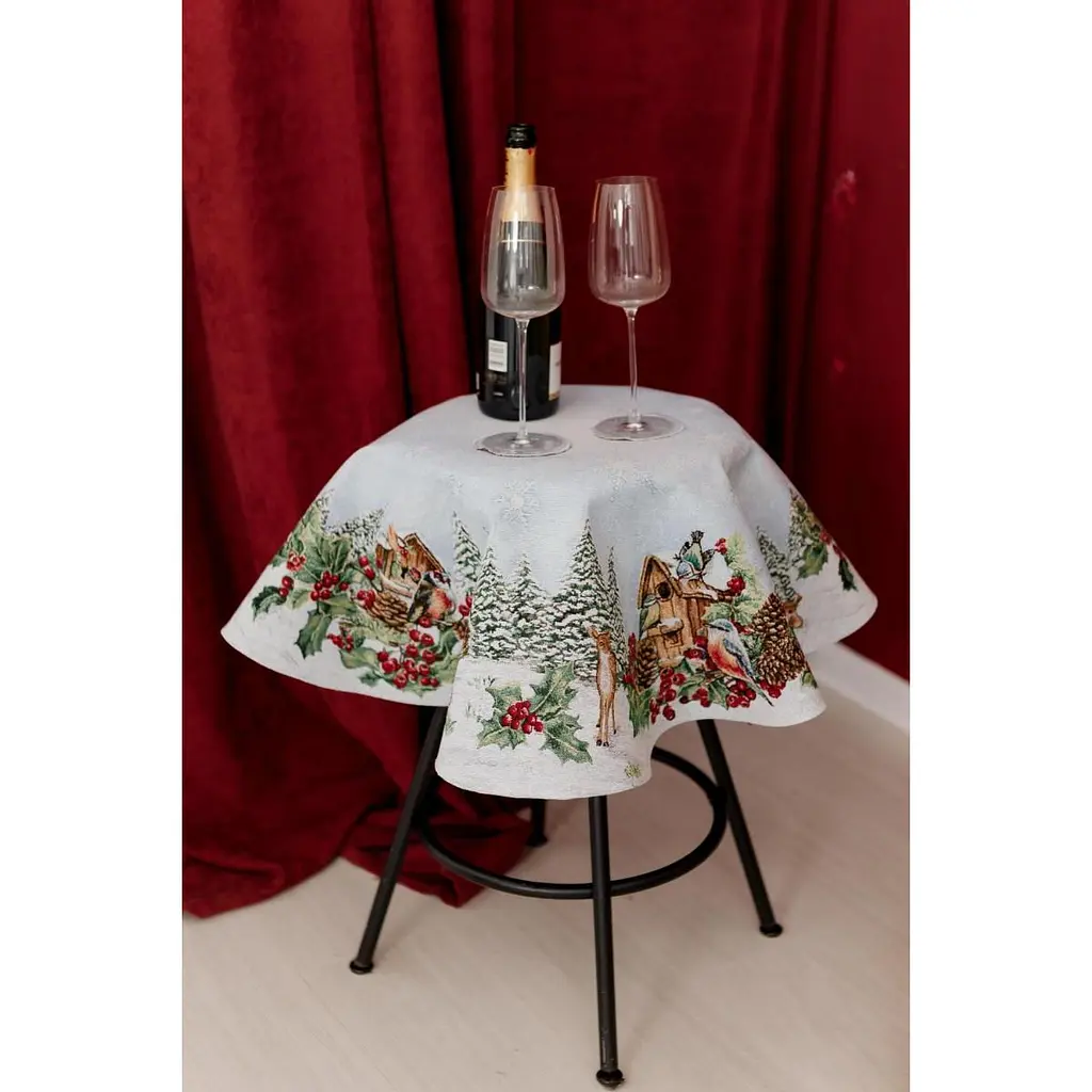 Скатертина гобеленова Прованс Squirrel з люрексом 90 см (41967) - фото 2