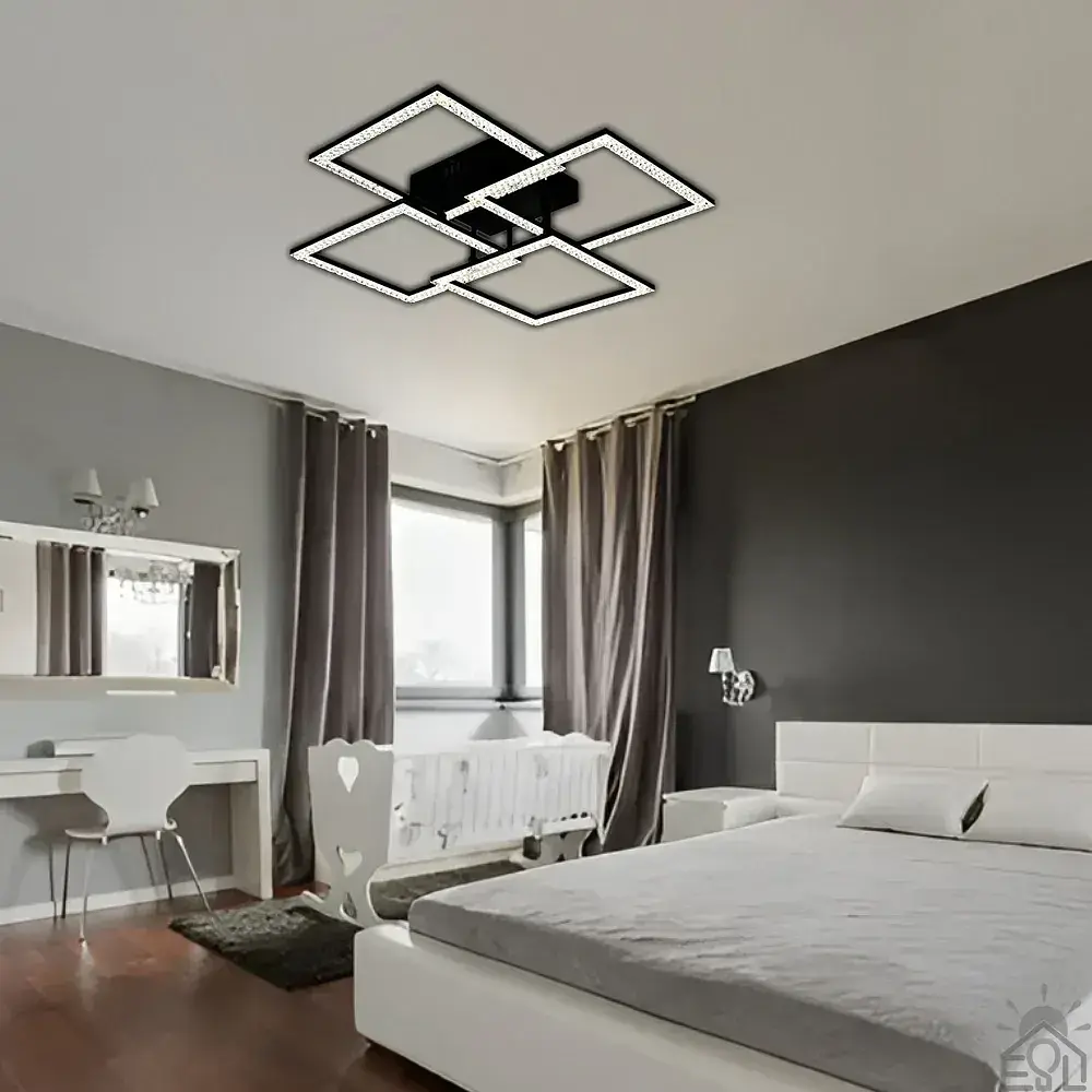 Смарт люстра керована світлодіодна SQUARE 4S 100 Вт 550x550x110 мм Чорна ESLLSE - фото 6