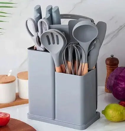 Набір кухонного приладдя A-plus Kitchenware Set набір силіконовий з дощечкою Сірий - фото 3