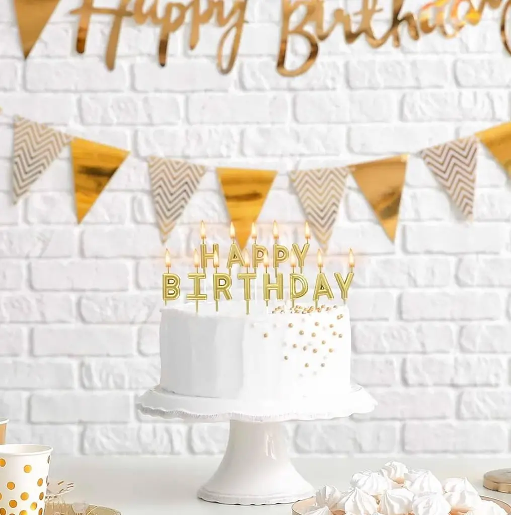 Свечи для торта “Happy Birthday” набор букв золотые, декоративные свечи надпись для дня рождения, праздничные свечи буквы - фото 4