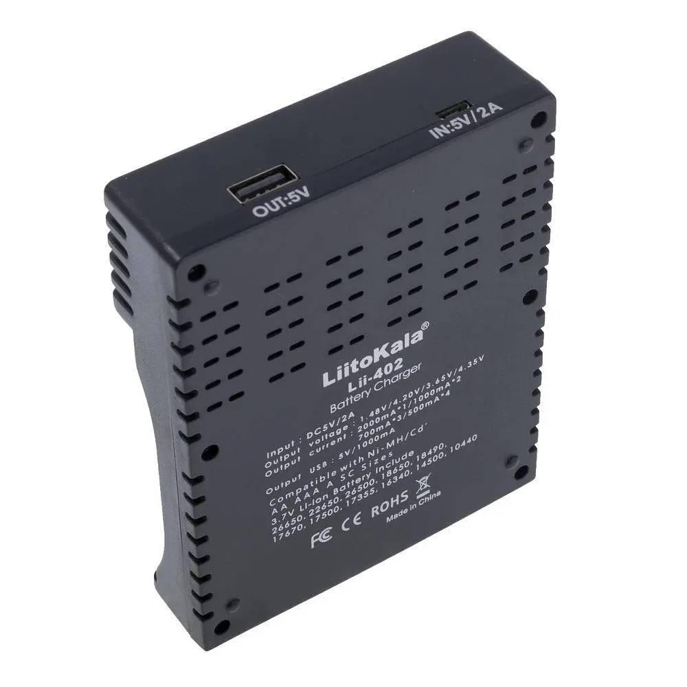 Зарядний пристрій LiitoKala Lii-402 для 4х акумуляторів Li-Ion/LiFePO4/Ni-Mh Black - фото 5