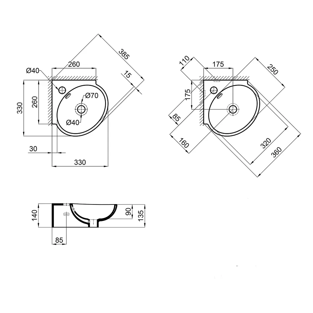 Умивальник Qtap Leo 390x365x130 White QT11115010WN, Білий - фото 2