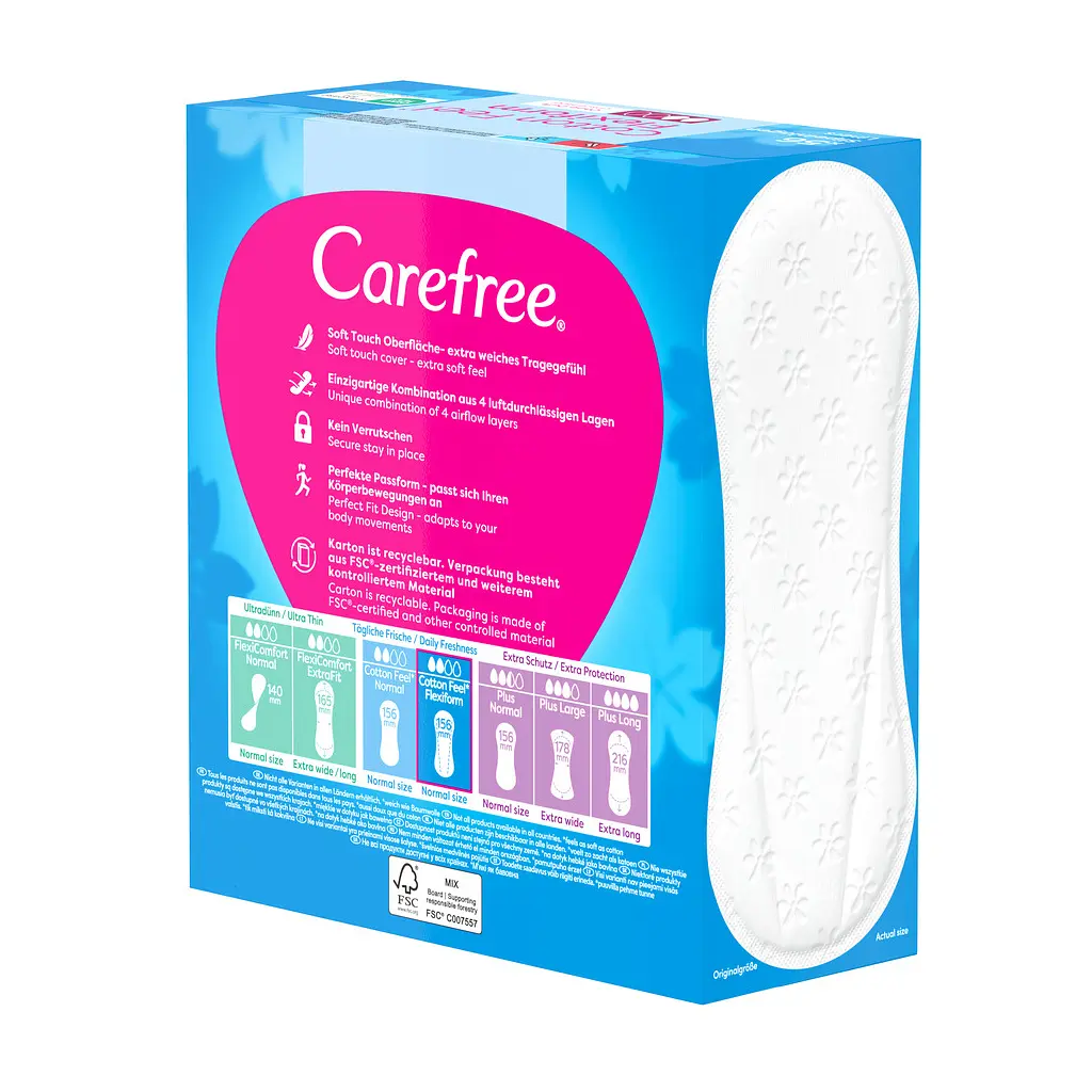 Щоденні прокладки Carefree Cotton Feel Flexiform Без аромату 56 шт. (3574661482194) - фото 3