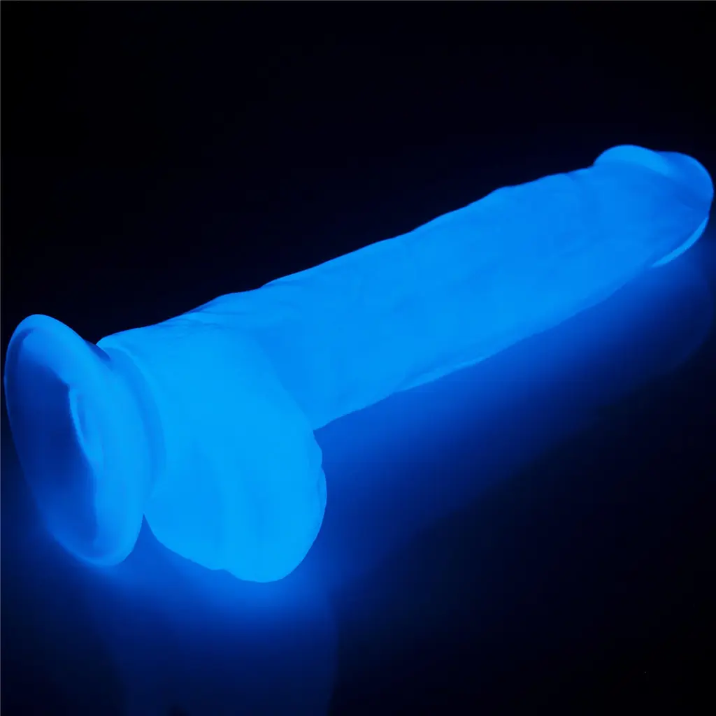 Неоновый фаллоимитатор LoveToy Lumino Play 26 см голубой - фото 7