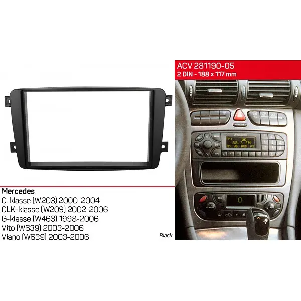 Переходная рамка Mercedes-Benz Vito, Viano, W639, W203, W209, W463 ACV 281190-05 - фото 3