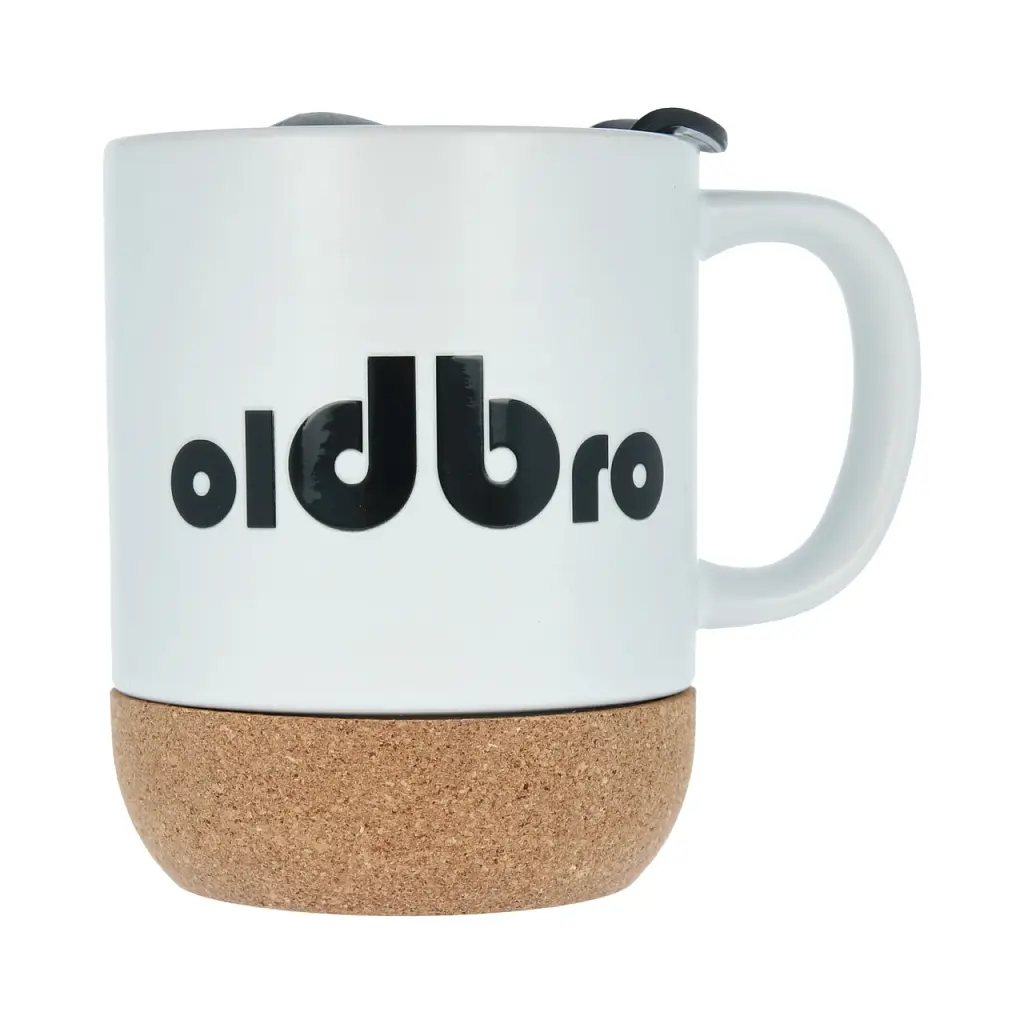 Керамическая кофейная кружка OldBro classic White 414 мл с пробковым дном и крышкой - фото 3