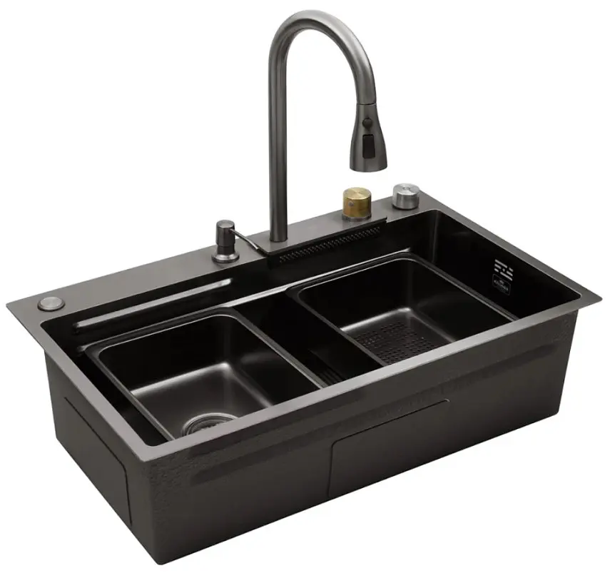 Кухонна мийка Kroner KRP Schwarze - SET7545HM PVD (3.0/0.8 мм) (CV033382) - фото 3