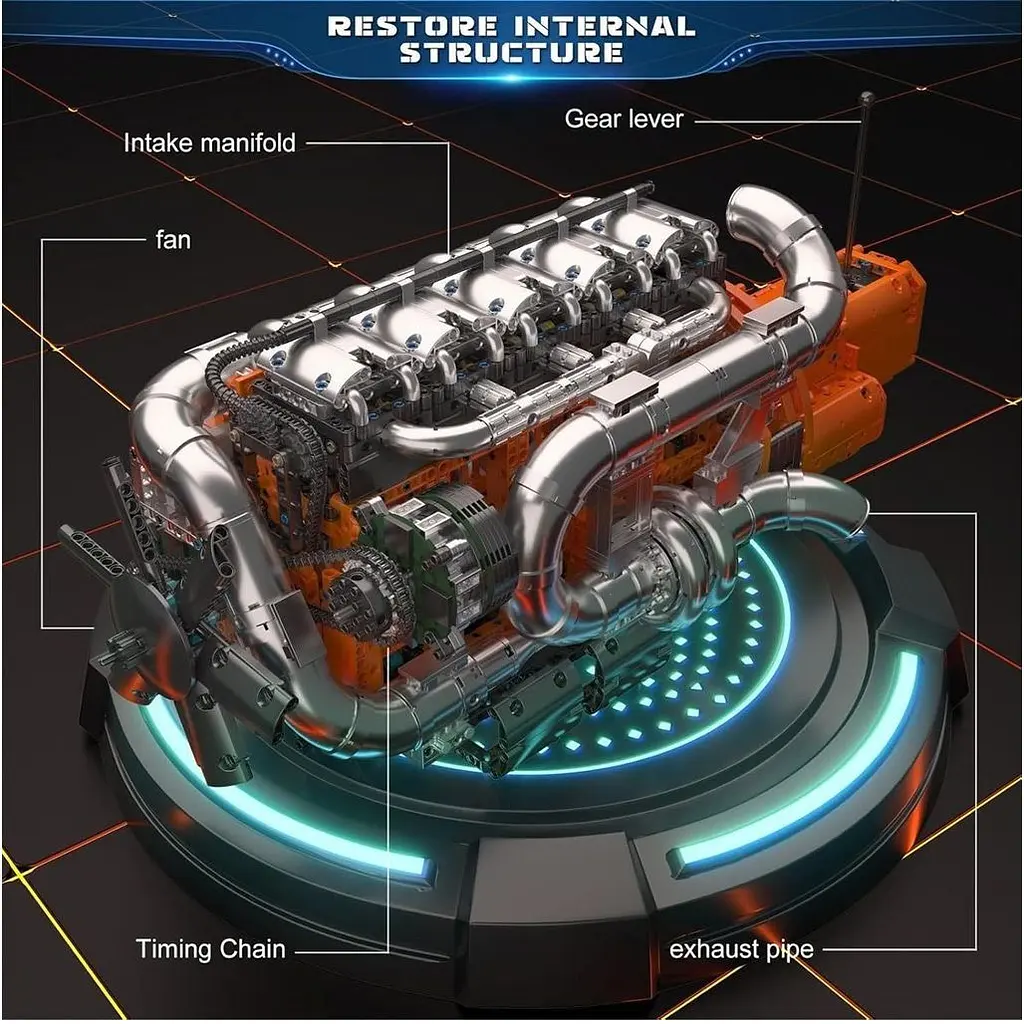 Конструктор Mould King Mking Двигун і коробка передач Inline-6 Truck (10200) [161064] - фото 6