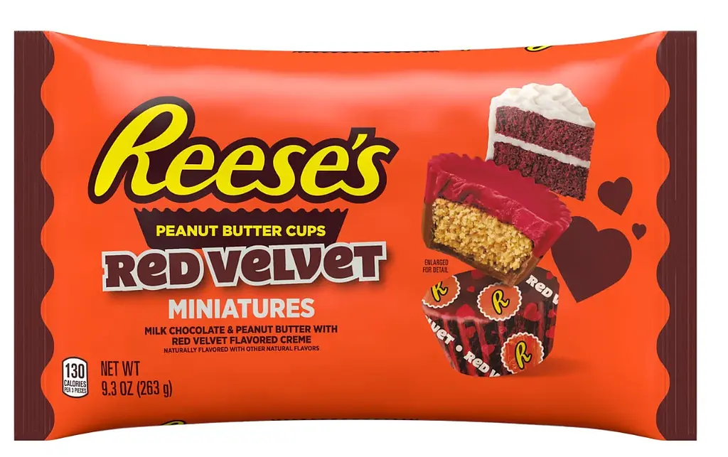 Шоколадні цукерки Reese's Miniatures Red Velvet Cups Valentine's з арахісовою пастою 263г - фото 2