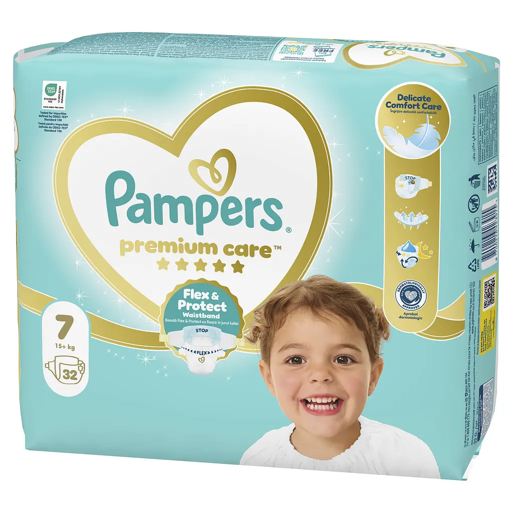 Дитячі одноразові пiдгузники Pampers Premium Care Giant Plus розмір 7 (15+ кг) 32 шт. - фото 2