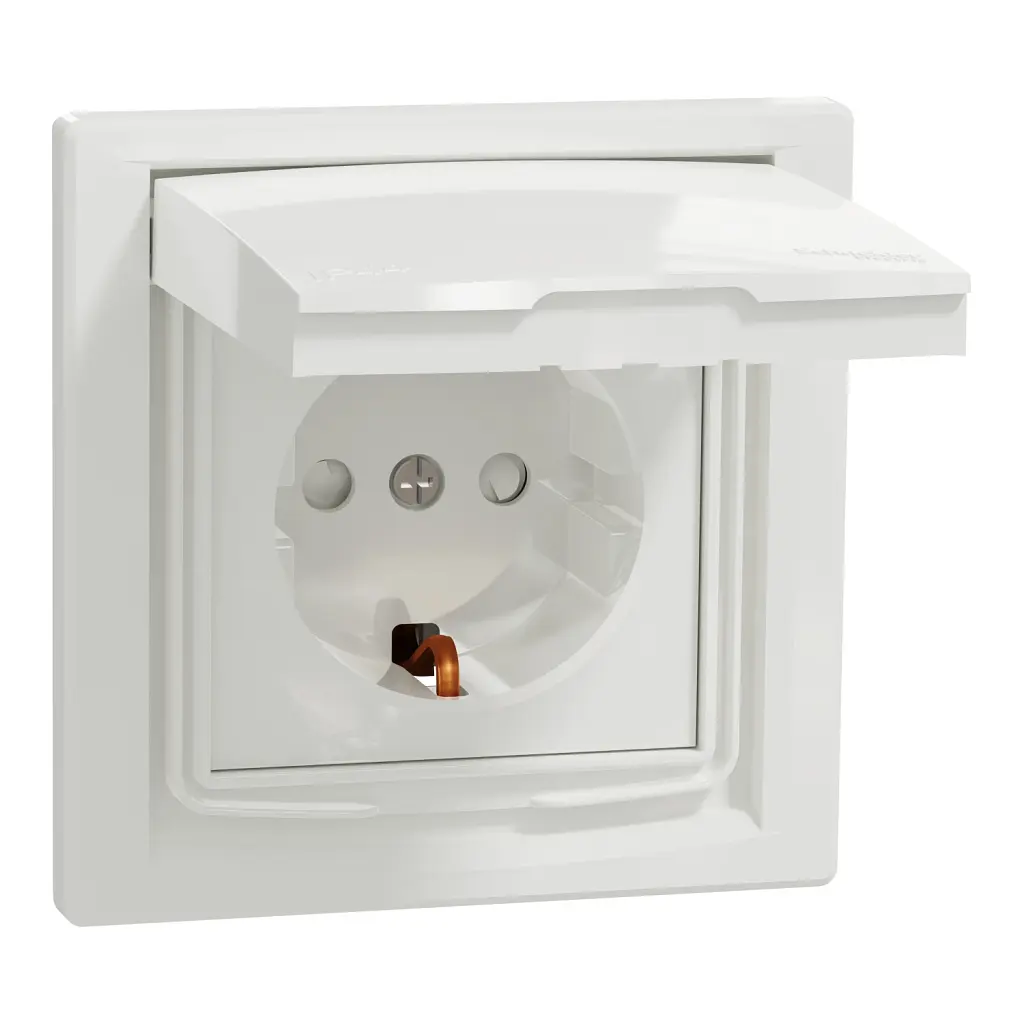 Розетка Schneider Electric ASFORA з кришкою IP44, біла (EPH3100321) - фото 2