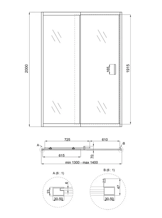 Душові двері в нішу Qtap Taurus CRM2013-14.C6 130-140x200 см, скло Clear 6 мм, покриття CalcLess (TAUCRM201314C6) - фото 7