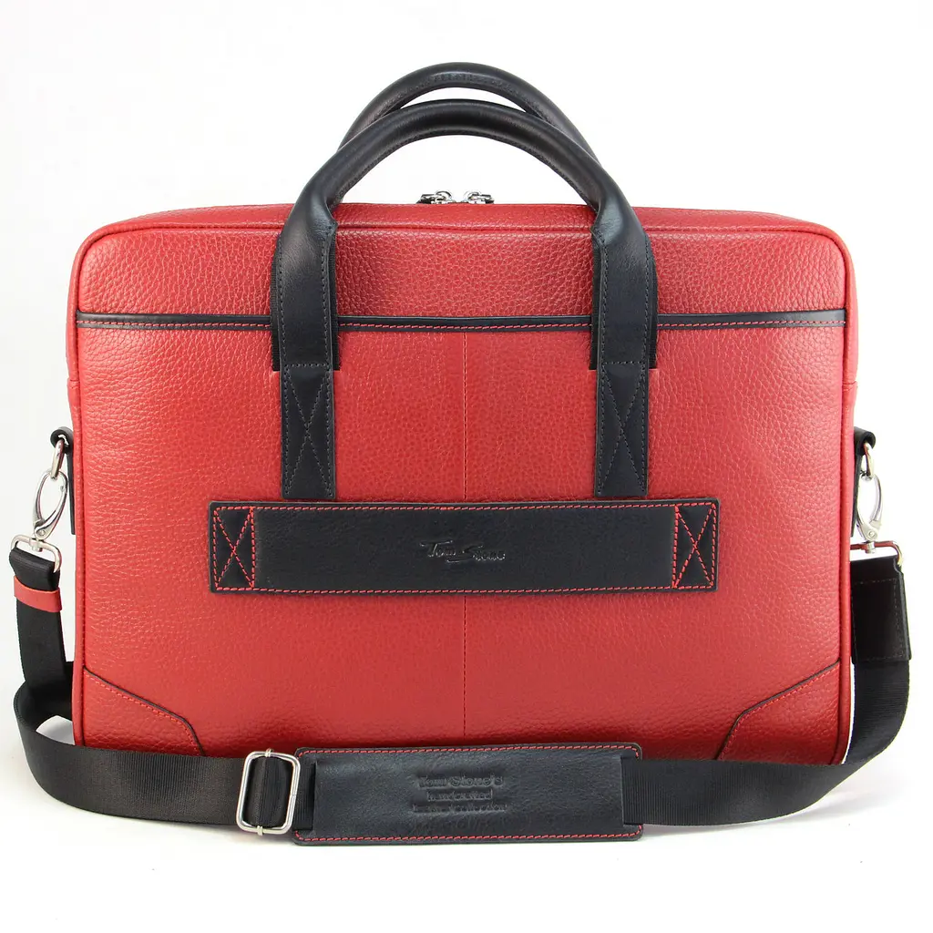 Сумка кожаная для ноутбука Tom Stone красная 717 RB женская, MacBook 16' - фото 3