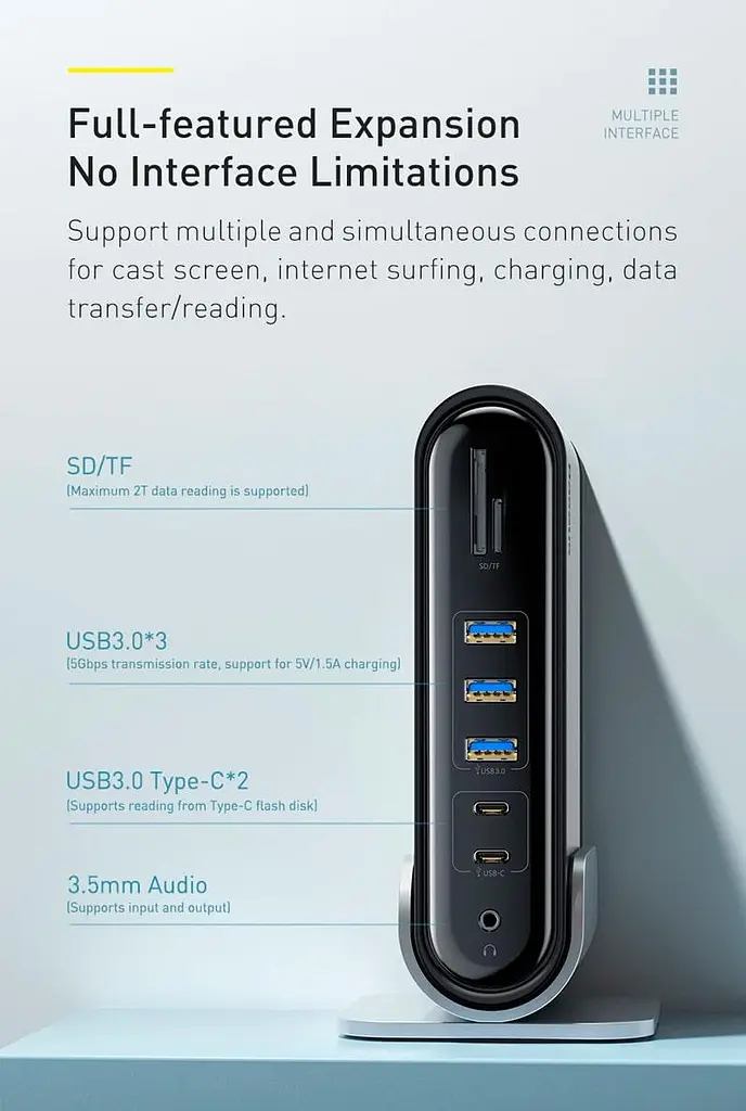 Адаптер Baseus Working Station Four-Screen Multifunctional Type-C Hub Adapter CAHub-HG0G - фото 7