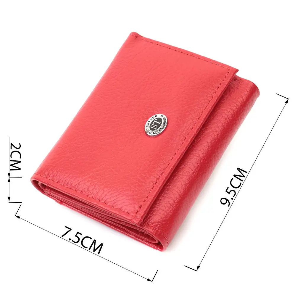 Компактне жіноче портмоне з монетницею із натуральної шкіри ST Leather 22729 червоне - фото 6