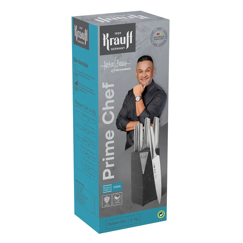 Набір ножів на підставці Prime Chef Krauff + Подрібнювач чоппер та Дошка із пшеничного волокна - фото 3