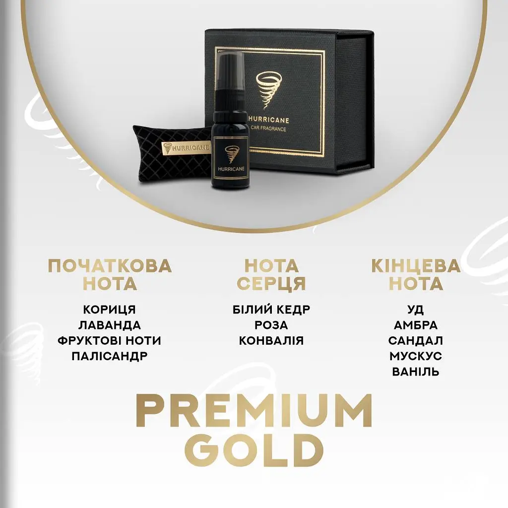 Ароматизатор автомобільний Hurricane Black Gold Premium (У комплекті Спрей) - фото 3