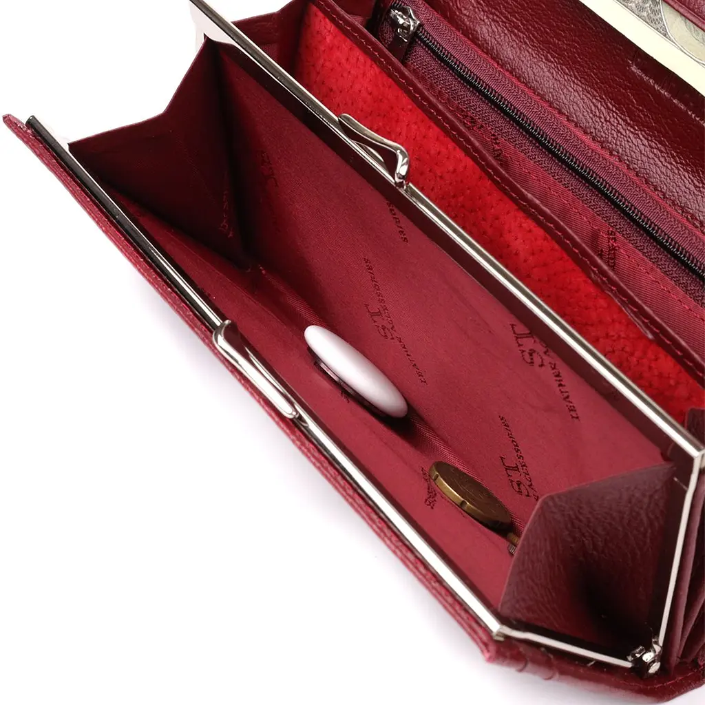 Місткий жіночий гаманець із натуральної шкіри ST Leather 23089 бордовий - фото 8