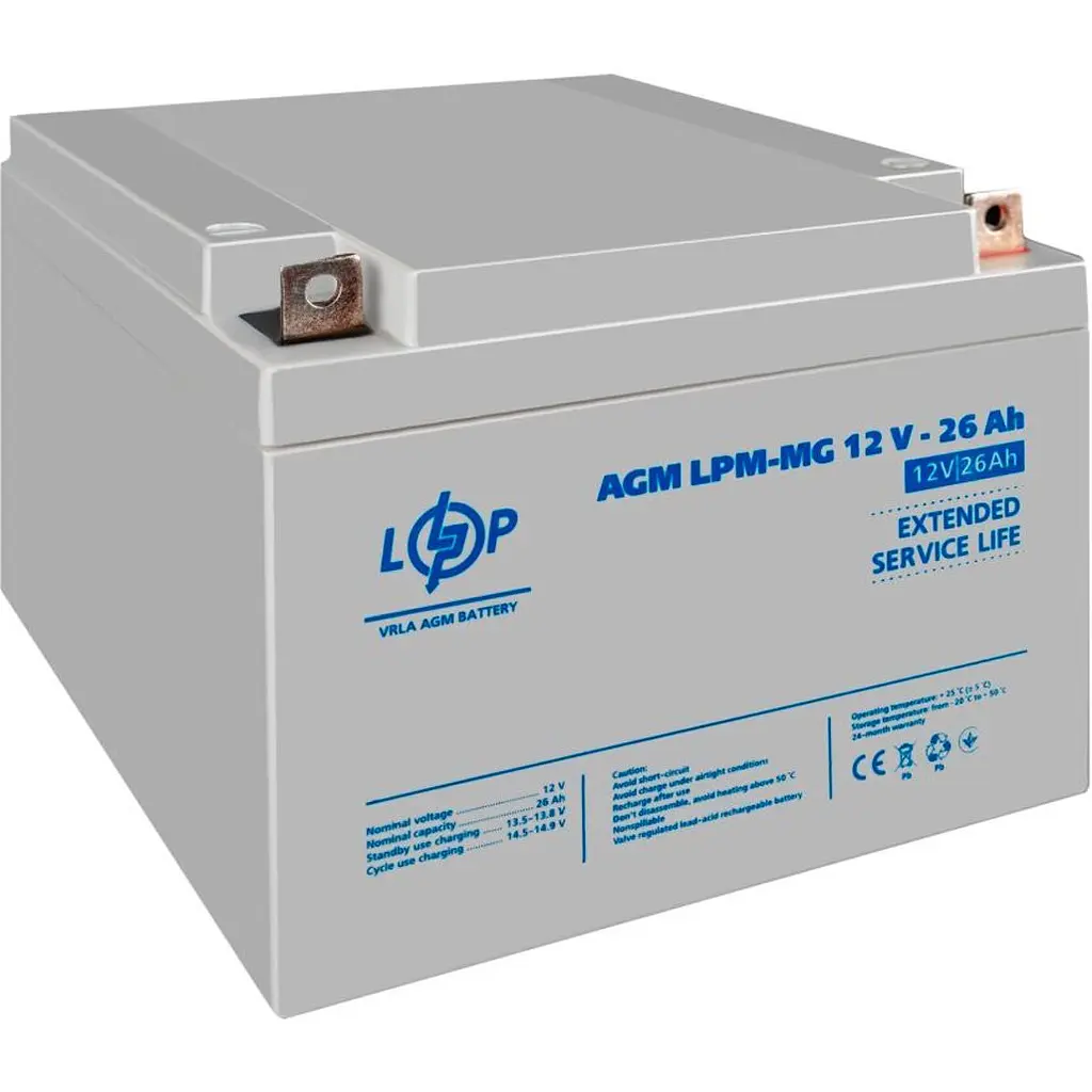 Акумулятор LogicPower AGM-MG 12V [12V/26Ah/312Wh] [6557] [109866] - фото 4