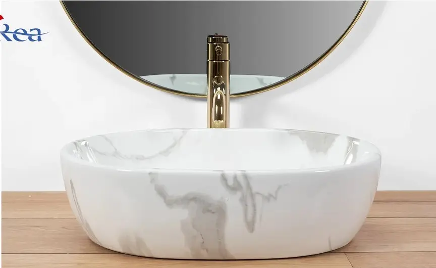 Умивальник Rea Amelia 34,5x48 marble shiny (REA-U8001) - фото 5