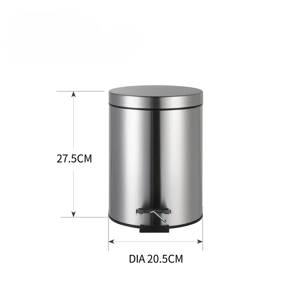 Відро для сміття з плавним закриттям кругле Zerix Solo-TC0205 SS Color 5л нержавіюча сталь ZX5888, Нержавіюча сталь - фото 2