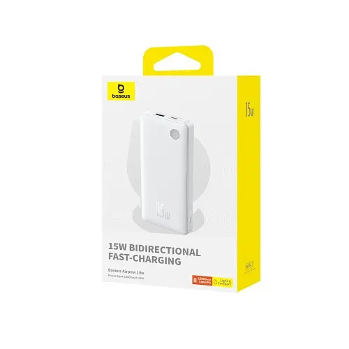 Універсальна мобільна батарея Baseus Airpow Lite 10 000 mAh 15W білий P10067500213-00 - фото 2