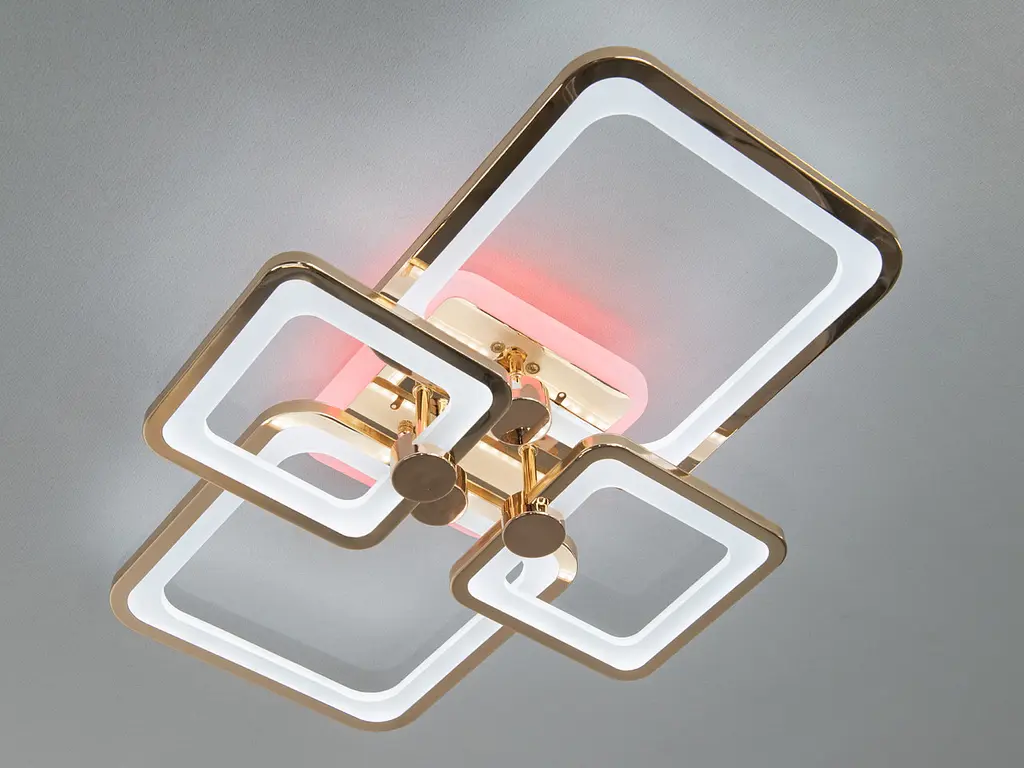Люстра стельова LED Diasha 8208/4G, 76W, 3200K/4100K/6500K, золото, сучасний стиль для дому - фото 2