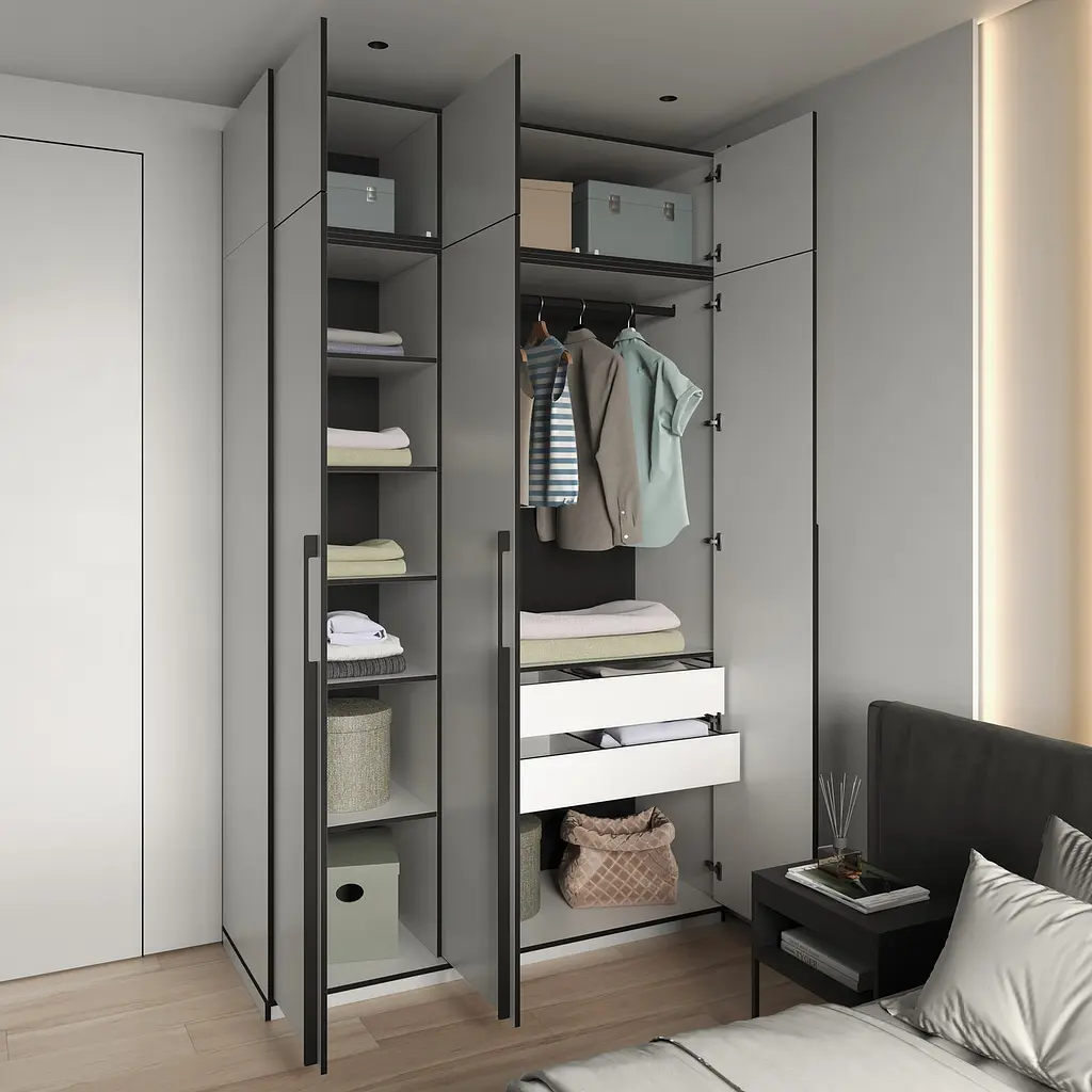 Шафа для одягу Flamecame у спальню зі штангою та поличками на 3 двері FR-16 Венге - фото 6