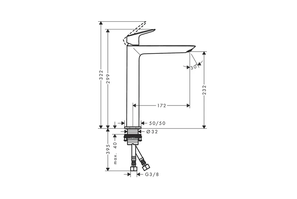 Змішувач для умивальника Hansgrohe Logis без донного клапана matt black 71258670 - фото 5