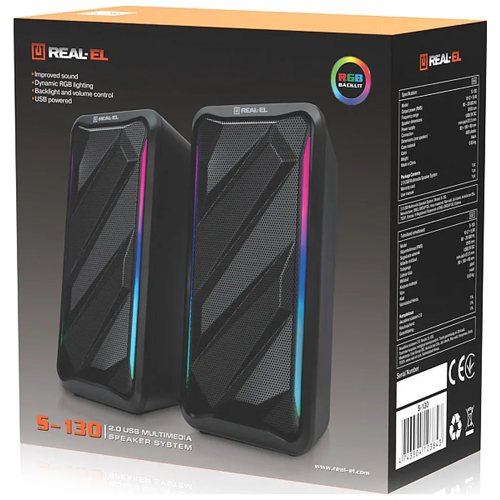 Акустична система REAL-EL S-130 USB Black (EL121100018) - фото 2