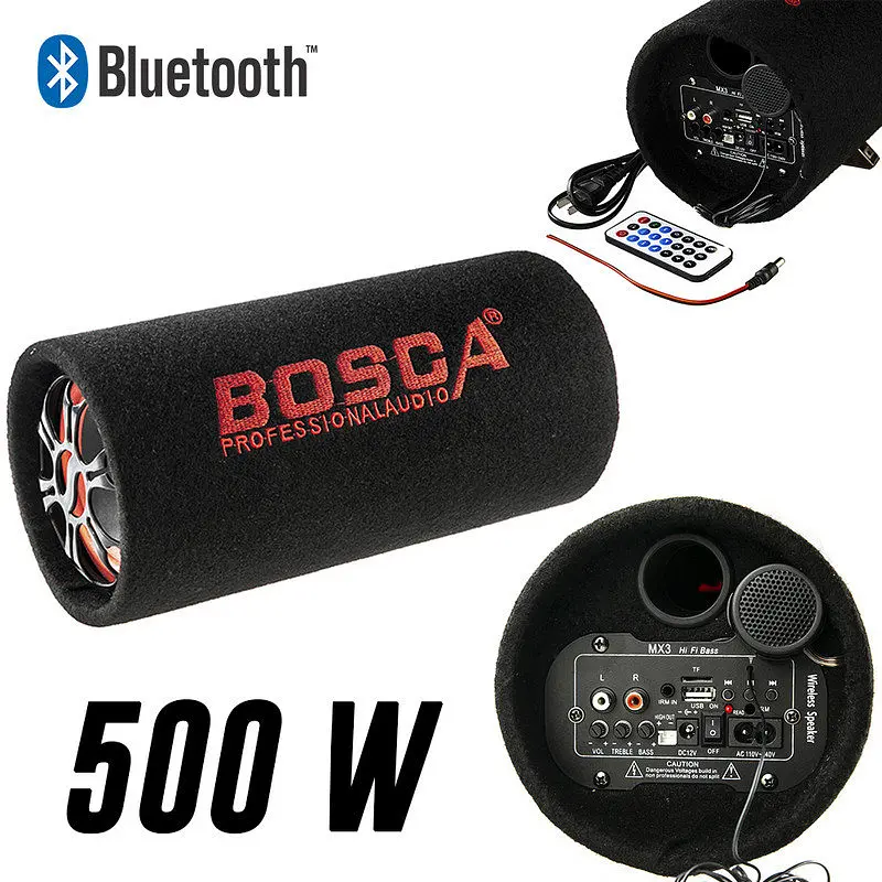 Колонка бездротова Сабвуфер 5" Bluetooth FM 12В та 220В 500W BOSCA чорна - фото 2