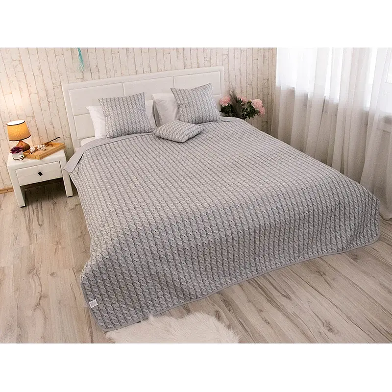 Покривало Руно двостороннє декоративне Grey Braid 212х240 см сіре - фото 4