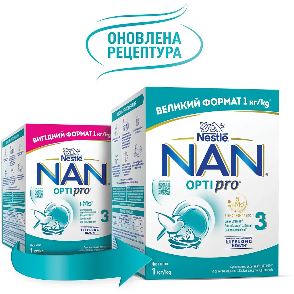Уцінка. Суміш молочна суха NAN 3 OPTIPRO 5 олігосахаридами та L. Reuteri для дітей від 12 місяців 1 кг  - фото 2
